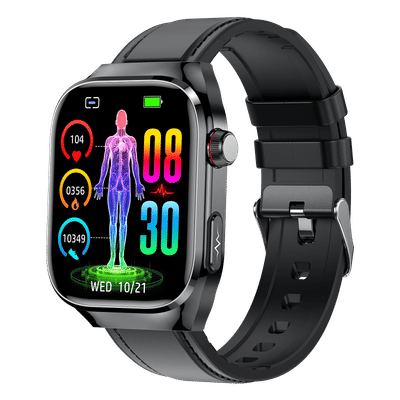 Smart ur EKG, puls, blodtryk, søvn, skridttæller Black