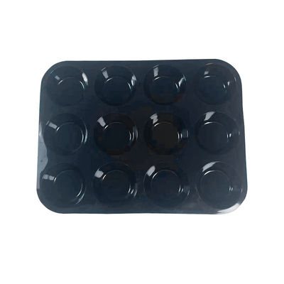 Silikonkakeform - 12 kopper muffinsform Black