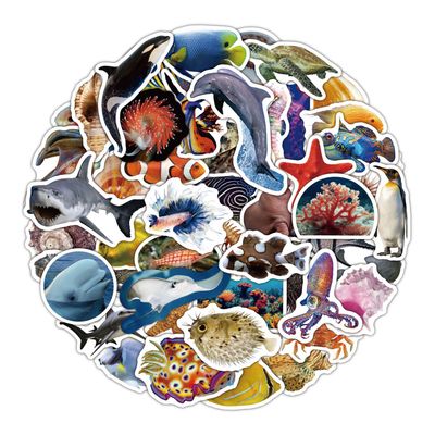 Eläintarrapakkaus - Söpöjä ja vedenpitäviä tarroja lapsille ja aikuisille ocean life