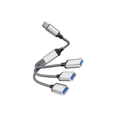 Type-C til 3-porters USB-hub-splitteradapter Silver