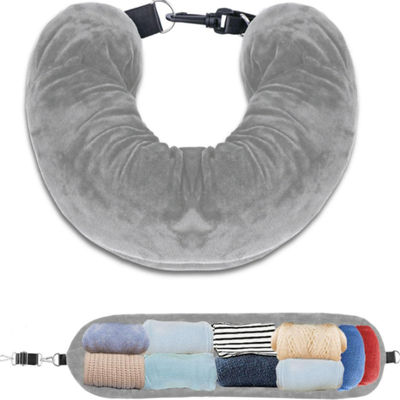 U-muotoinen niskatyyny pehmeällä samettisella päällisellä Grey