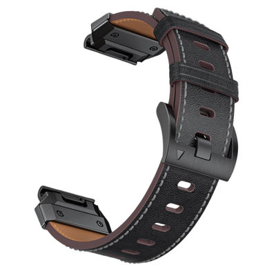 Ægte læderurrem til Garmin Fenix 8/7X/7/6/5/965 Black 26 mm