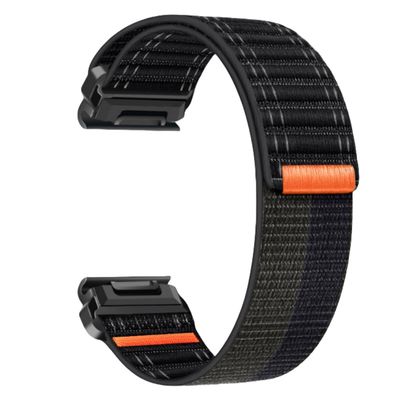 Nylon urrem til Garmin Fenix 8/5/6/7X Pro/Epix 935/965 Black + light gray 22 mm