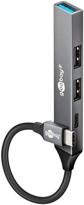 Ohut 4-porttinen USB-keskitin, USB-C™–USB-C™/USB-A, 5 Gbit/s