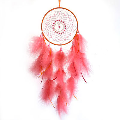 Boho vægdekoration med fjer, væghængt dekoration til soveværelset Red