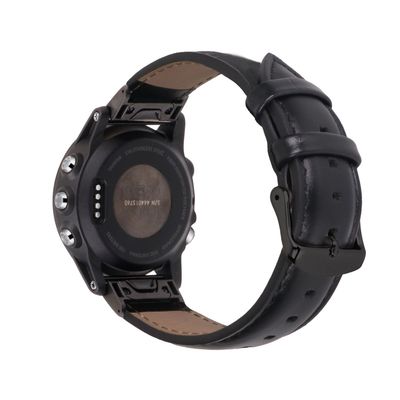 Klokkereim i ekte lær til Garmin Fenix 7S/6S/5S - Hurtigutløser Black 20 mm