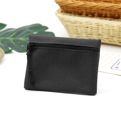 Oxford-kangaskukkaro vetoketjulla, ohut lompakko Black