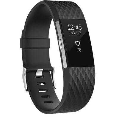 Klokkereim til Fitbit Charge 2 i svart silikon (L)