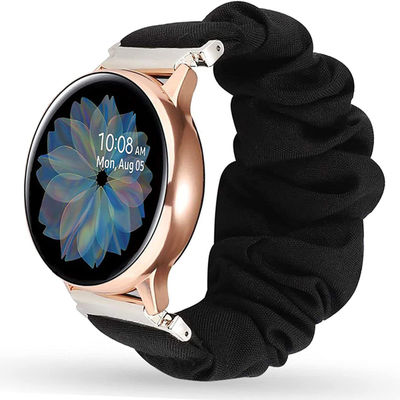 Kompatibel med Samsung/Huawei Smartwatch Bånd Universal Flat Fashion Trykt Scrunchie Klokkereim - Svart 20 mm