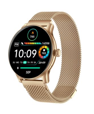 Multifunktionell Smartwatch med Bluetooth-samtal, Hälsoövervakning och Anpassningsbara Urtavlor Gold