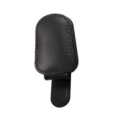 PU Læder Bil Solskærm Solbrilleholder Klips - Multifunktionel Brille- & Billetkortholder Black