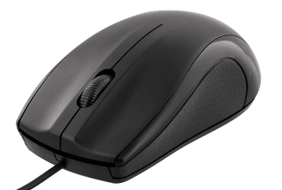 Wired optical mouse, 3 buttons w/ a scroll, 1200 DPI, black