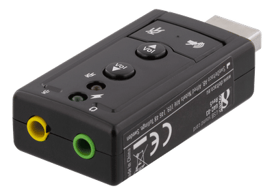USB audio card, 7.1, mute, volume, 2x3.5mm, mic/headphone