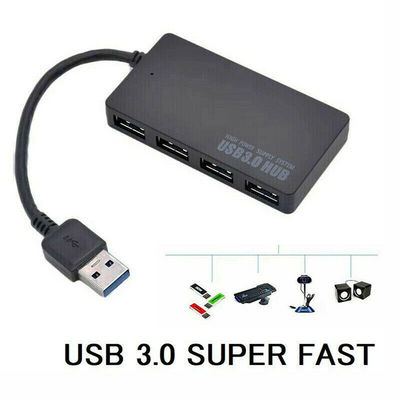 USB 3.0-hub med 4 porter Svart