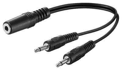Audio Y-kabeladapter 3,5 mm, 1x stereostik til 2x monostik