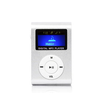MP3-spiller med LCD-skjerm og MicroSD-leser - kompakt musikkspiller med klips og oppladbart batteri