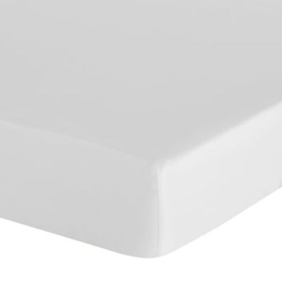 Eurofirany - Drap-Housse 180 x 200 cm - Drap Housse Basique en Coton avec élastique - Résistant - pour Matelas épais de 30 cm de Profondeur - Plusieurs Couleurs, Blanc