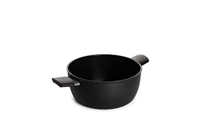 Woll Eco Lite - Olla inductiva (20 cm de diámetro, 10 cm de alto, 2,2 litros, con 2 asas laterales, apta para todo tipo de fuegos, aluminio fundido 100% reciclado), color negro