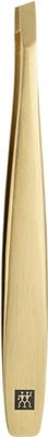 ZWILLING Slant Tweezers (Eyebrow Plucking, chip Removal, Hand-Sanded, roughened Tips, Hypoallergenic), Premium, Gold, 90 mm