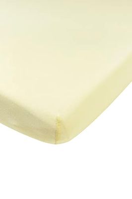 Meyco Baby Uni hoeslaken voor de babywieg (lakens van zachte jersey-kwaliteit, 100% katoen, perfecte pasvorm door elastiek rondom, ademend, afmetingen: 40 x 80/90 cm), Soft Yellow