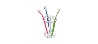 iDesign Porta-escovas de dentes, suporte para escovas de dentes grande de plástico, porta-escovas para até 3 escovas dentárias elétricas ou manuais, transparente