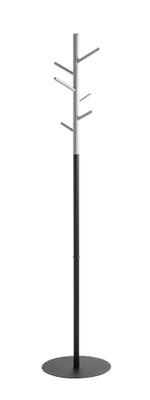 HAKU Mobel Hall-Tree Grey, Black, Solid Wood, Metal, Steel Tube - Size: H 170 cm X Ø 36 cm, Style: Modern