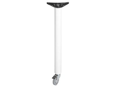 Amig - Perna de aço branca Mod.6 com rodas giratórias e travão para mesas de mesa, escritório - com ajuste de altura 10 mm - Medidas: 710 x 60 x 1,2 mm - resistência 15 kg/perna inclui chave de fenda