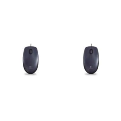 Logitech M90 Souris Filaire USB, Suivi Optique 1000 PPP, Ambidextre, Compatible avec PC/Mac/Portable - Noir (Lot de 2)