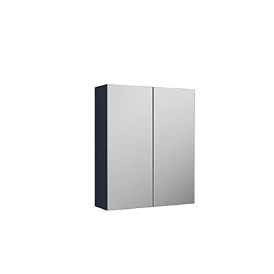 nuie OFF2917 Arno Modern Bathroom Wall Hung 2 Soft Close Door Mirror Cabinet Unit, 600mm, Satin Midnight Blue