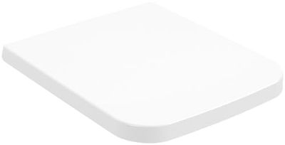 Villeroy & Boch Venticello - Sedile WC con abbassamento automatico, sedile WC rimovibile in termoindurente infrangibile, ricambio originale, rettangolare, bianco pietra opaco
