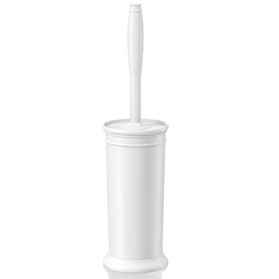 UPTRONIC Toilet Brush, Toilet Bowl Brush with Extra Long Handle Durable Bristles Toilet Scrubber and Covered Holder for Toilet Brush Set for Bathroom Cleaning (White, 1 Set)