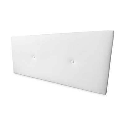 amuéblate online - Cabecero Premium Acolchado Modelo Kayne, Tapizado en Polipiel de Alta Gama - Incluye Herrajes y Tornillería, Blanco, 115 x 60 cm (Cama 105)