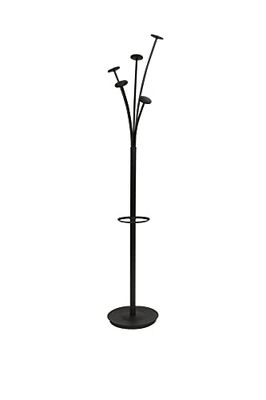 Alba - Perchero para abrigo, color negro, base Ø 35 cm, altura 188 cm, tubo: 38 mm