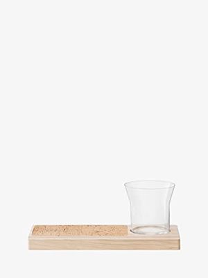 LSA International PU01 - Set di fioriere in vetro soffiato e fatto a mano, 28 cm, trasparente/frassino/sughero, 1 unità