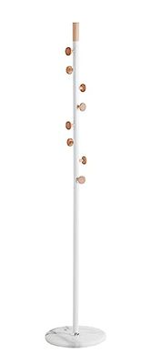 HAKU Mobel Hall-Tree Nature, White, Marble, Solid Wood, Metal - Size: H 178 cm X Ø 35 cm, Style: Modern