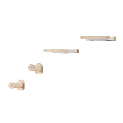 VEVOR 4 PCS Estantes de Pared para Gatos Carga de 18,14 kg Estantes de Pared para Gatos y Perchas con Postes para Saltar y Hamacas Forro Polar Coral Extraíble y Lavable para Dormir, Jugar y Trepar