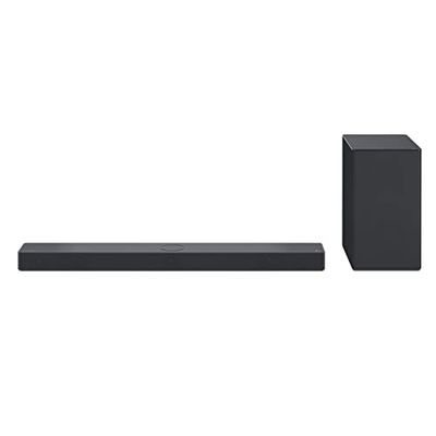 LG SC9S - Barra de sonido inteligente, 400W, 3.1.3 canales, 3 altavoces verticales Dolby Atmos, compatible con TV LG OLED evo serie C, Bluetooth, HDMI, Entrada Óptica, color plateado acero oscuro