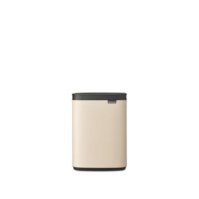 Brabantia Bo Waste Bin 4L | Compact Rectangular Rubbish Bin with Soft-Close Lid and Removable Inner Bucket | Wall-Mountable or Freestanding Design for Bathroom, Kitchen, or Office | Soft Beige