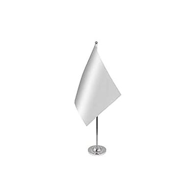 Franse marine Koninkrijk van Frankrijk prestige Tafelvlag 6'' x 9'' satijn - Franse Royal Desk Vlag 22 x 15 cm - Stalen paal en voet - AZ FLAG