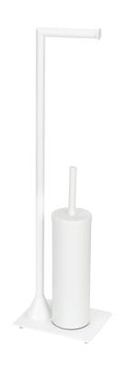 WENKO Stand WC-garnituur Mod. Hella, toiletpapierhouder, borstelhouder met wc-borstel, gelakt staal, 15 x 69 x 20 cm, wit mat