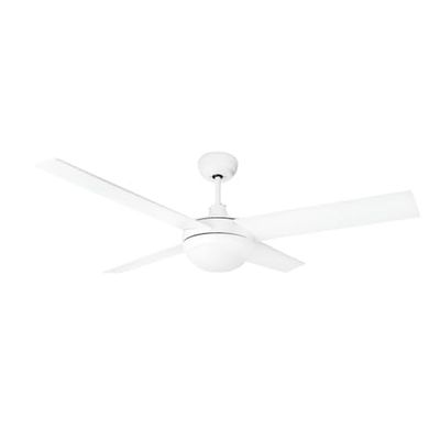 Witte DC-plafondventilator met LED-lampjes en 4 bladen van 132 cm. Ideaal voor stijlvolle en energiezuinige verfrissing. Elegant ontwerp dat bij elke omgeving past.