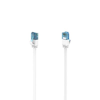 Hama Câble Réseau RJ45 Plat (Câble Ethernet Cat 6a, 10 Gbit/s, U/UTP, 10m, Garantie 10ans, Idéal pour PC, ordinateur portable, téléviseur, console de jeux, routeur, commutateur, hub) Blanc