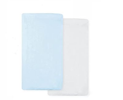 DuDu N Girlie voor kinderbed, katoen jersey hoeslaken, wit/blauw, 2 stuks