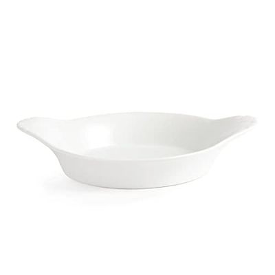 Olympia Plat à oreilles ovale Whiteware, 47x220x177mm, (Lot de 6), blanc, certifié BS4034 pour usage hôtelier, W433