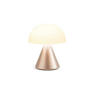 Lexon MINA Mini Lampe Champignon sans fil rechargeable, lampe LED à poser ou de chevet, à variateur d'intensité, jusqu'à 12h d'autonomie - Or Doux