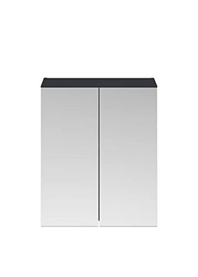 nuie OFF1417 Parade Modern Bathroom Wall Hung 2 Door Mirror Cabinet, 600mm, Soft Black
