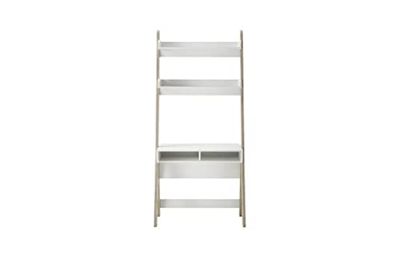 Robas Lund Viterbo Bureau Étagère Blanc Mat, décor Chêne Clair, LxHxP 85x182x48 cm