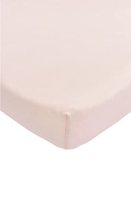 Meyco Baby Uni Hoeslaken voor de box matras (laken met zachte jersey-kwaliteit, 100% katoen, perfecte pasvorm door elastiek rondom, ademend, afmetingen: 75 x 95 cm), Soft Pink
