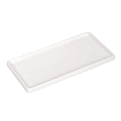 Plateau Distributeur de Savon en céramique pour Cuisine et Salle de Bain, Plateau de Service rectangulaire Moderne et Rustique – Blanc (1 pièce)