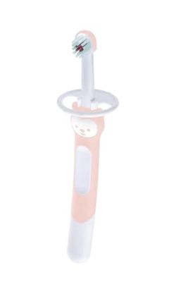 MAM Training Brush, kindertandenborstel met lange handgreep, 5+ maanden, roze